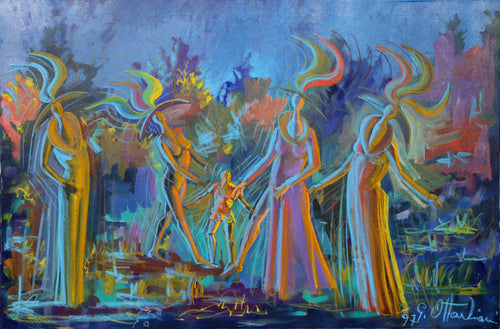 Untitled - Four Women in Hats Acrylic | Giuliano Ottaviani,{{product.type}}