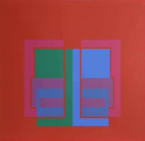 Untitled - Geometric on Red Screenprint | Robyn Denny,{{product.type}}