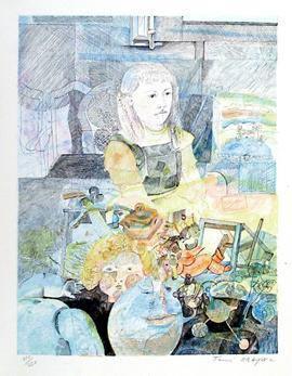 Untitled - Girl at Table Lithograph | Anton 'Toni' Krajnc,{{product.type}}