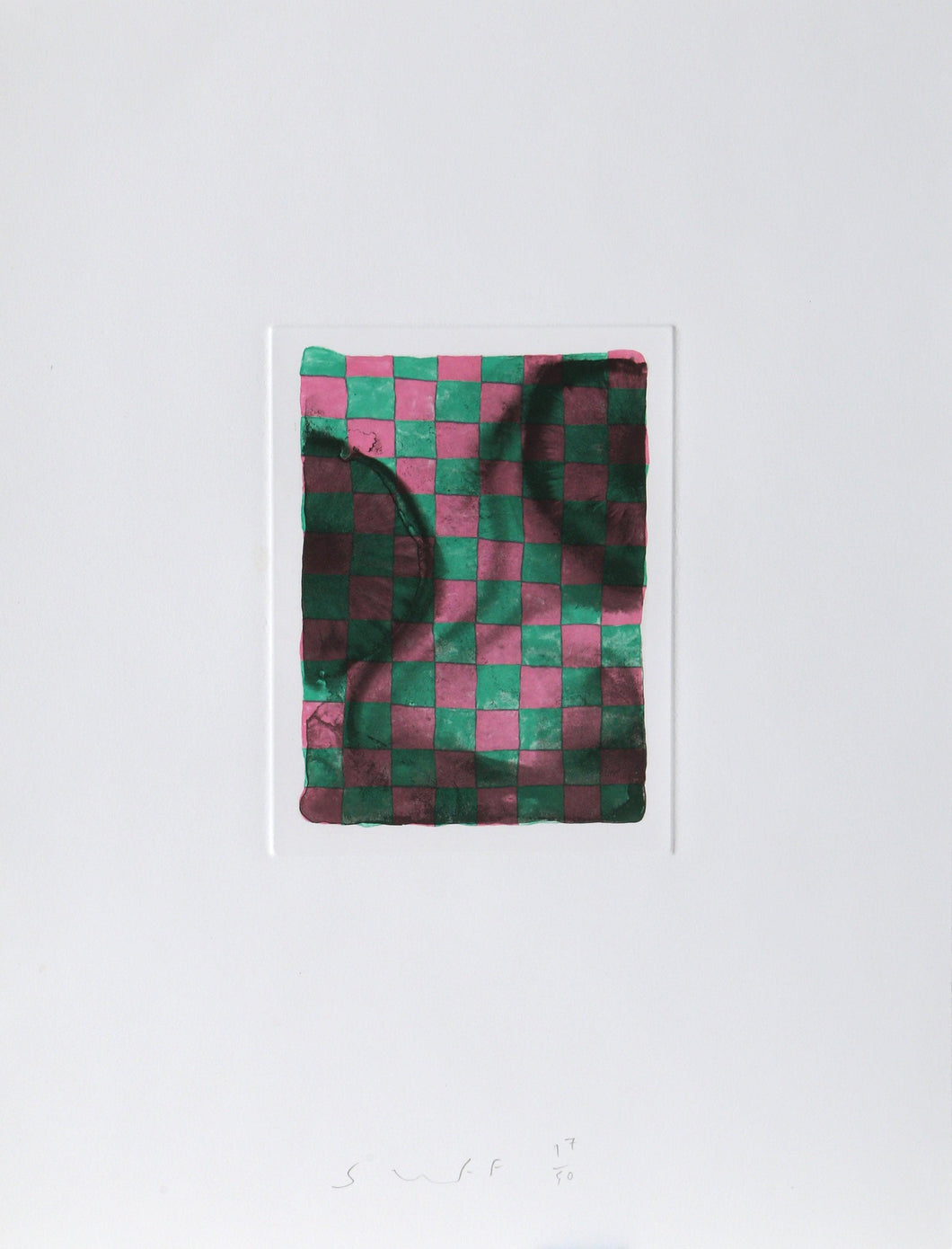 Untitled - Green Pink Checkerboard Etching | Peter Schuyff,{{product.type}}