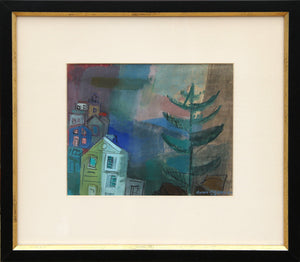Untitled - Houses and Tree Watercolor | Remo Farruggio,{{product.type}}