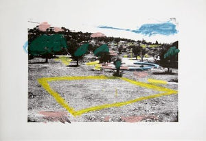 Untitled - Landscape and Yellow Square Lithograph | Menashe Kadishman,{{product.type}}