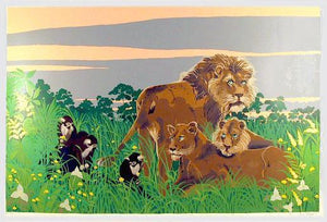 Untitled - Lions Screenprint | Russ Elliott,{{product.type}}