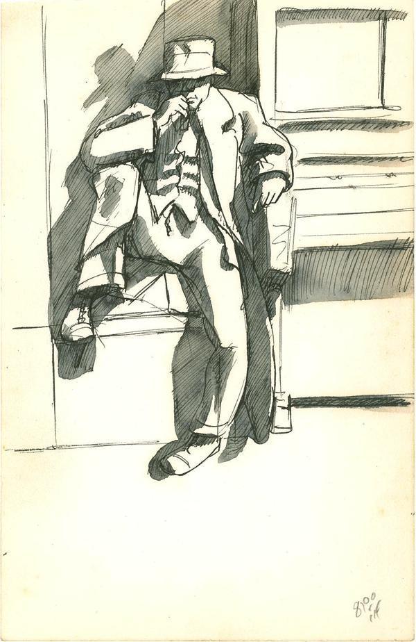 Untitled - Man in the Shadows Ink | A. Rothstein,{{product.type}}