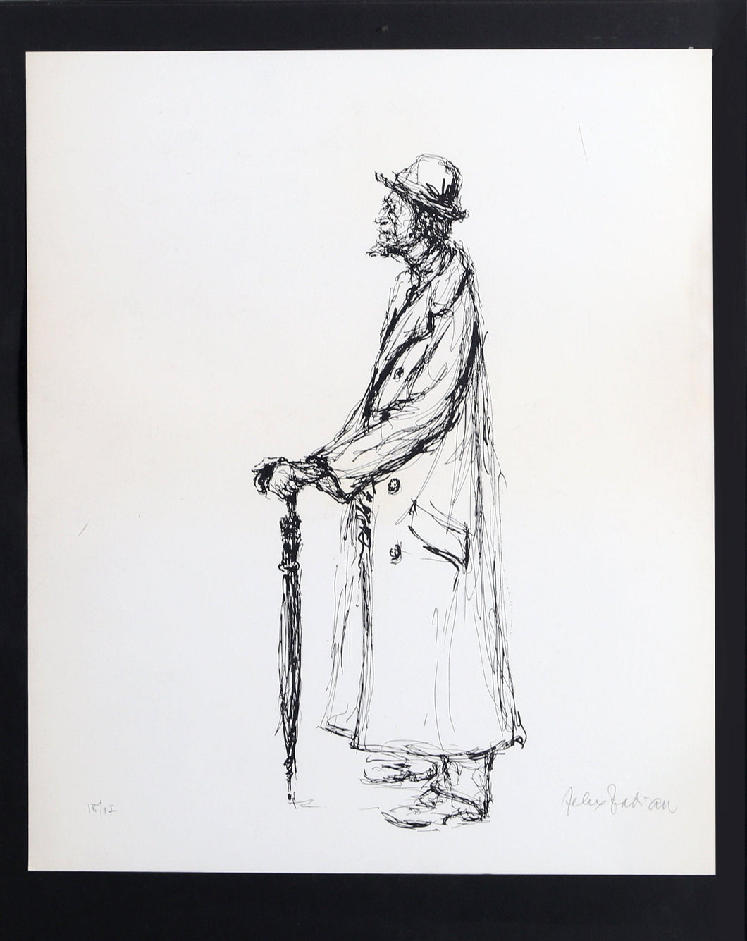 Untitled - Man with Umbrella Lithograph | Felix Fabian,{{product.type}}