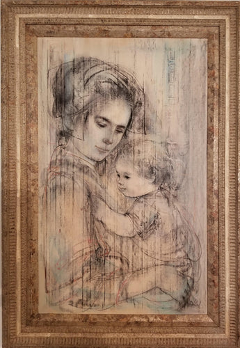 Untitled - Mother and Child Oil | Edna Hibel,{{product.type}}