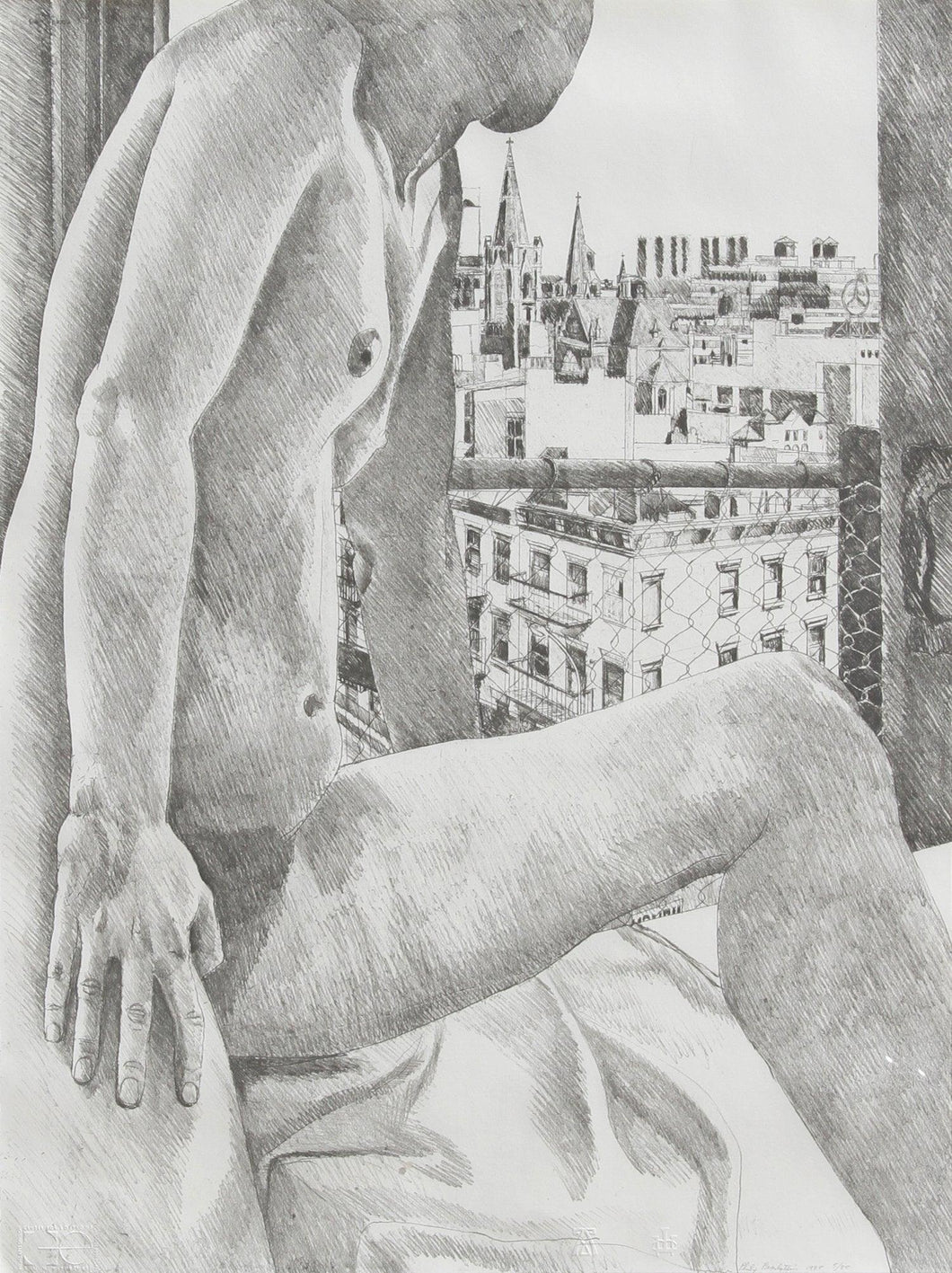 Untitled - Nude and Cityscape Lithograph | Philip Pearlstein,{{product.type}}