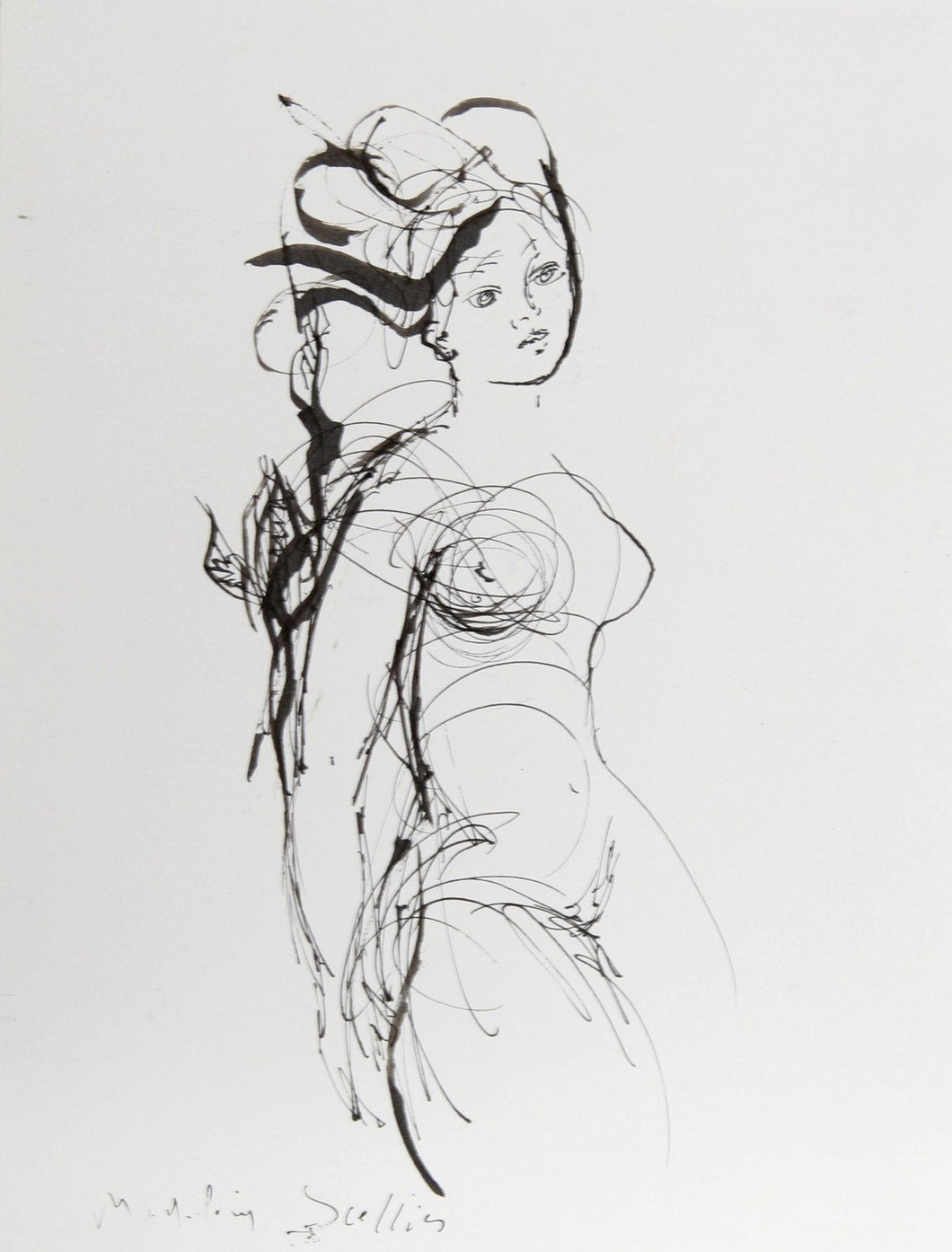 Untitled - Nude Portrait 6 Ink | Madeleine Scellier,{{product.type}}