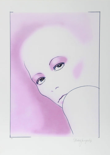 Untitled - Portrait in Purple Lithograph | Vasilios Janopoulos,{{product.type}}