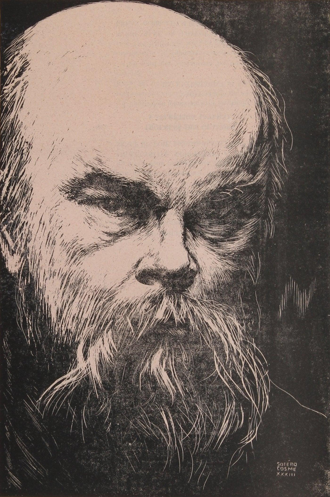 Untitled - Portrait of Man Woodcut | Sotero Cosme,{{product.type}}