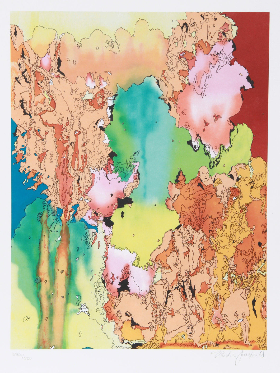 Untitled - Psychedelic Abstract Lithograph | Vasilios Janopoulos,{{product.type}}