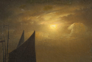 Untitled - Sailboat Docks (Night) Oil | Petrus van Schendel,{{product.type}}
