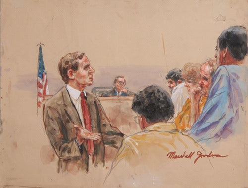 Untitled - Seven Figures, Lawyer's Palm Watercolor | Marshall Goodman,{{product.type}}
