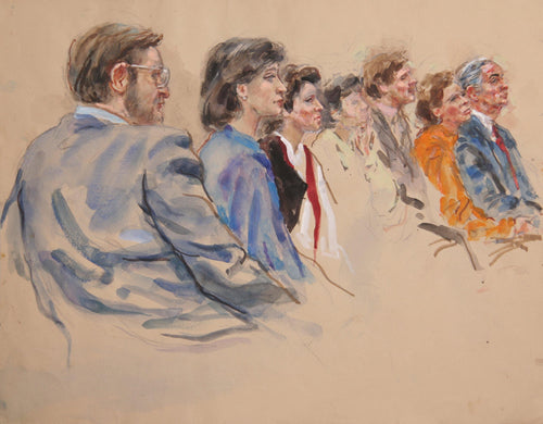 Untitled - Seven Figures, Right Profiles Watercolor | Marshall Goodman,{{product.type}}