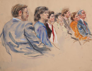 Untitled - Seven Figures, Right Profiles Watercolor | Marshall Goodman,{{product.type}}