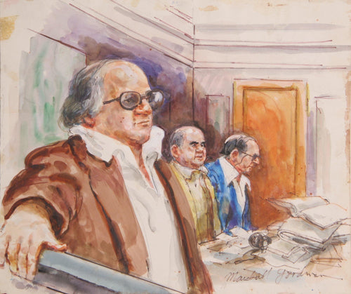 Untitled - Three Figures - Right Profiles Watercolor | Marshall Goodman,{{product.type}}