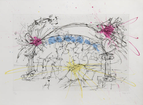 Untitled - Two Columns with Nudes Etching | Dimitri Petrov,{{product.type}}