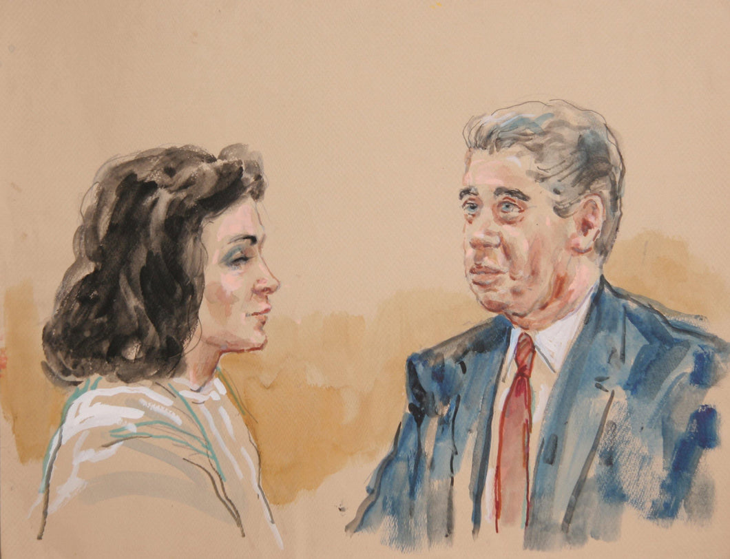 Untitled - Two Figures - Man and Woman Facing One Another Watercolor | Marshall Goodman,{{product.type}}