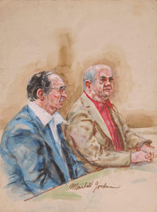 Untitled - Two Figures, Man in Blue Jacket, Man in Red Shirt Watercolor | Marshall Goodman,{{product.type}}