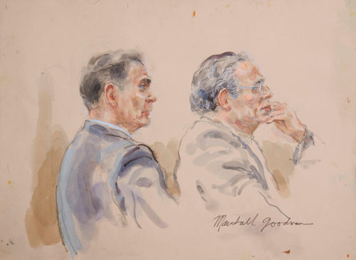 Untitled - Two Figures, Two Men Right Profiles. Watercolor | Marshall Goodman,{{product.type}}