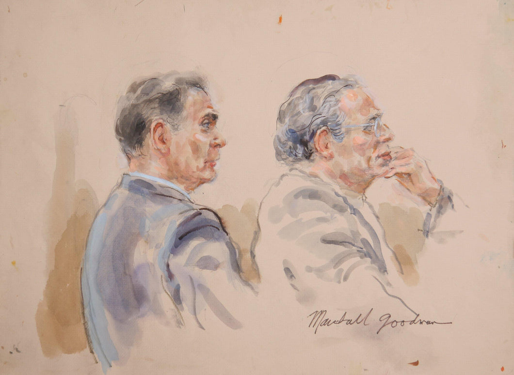 Untitled - Two Figures, Two Men Right Profiles. Watercolor | Marshall Goodman,{{product.type}}