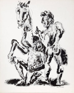 Untitled - Two Men and Horse Ink | Louis Wolchonok,{{product.type}}