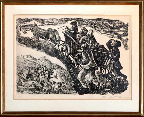 Untitled Village Scene Etching | Chaim Goldberg,{{product.type}}