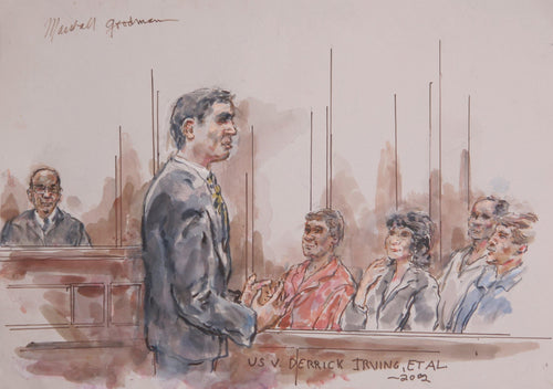 US v. Derrick Irving, et al. Watercolor | Marshall Goodman,{{product.type}}