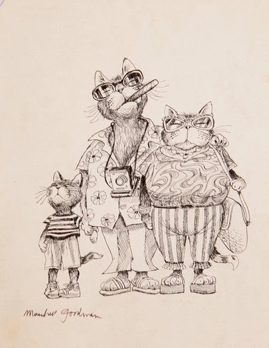 Vacationing Cat Family Ink | Marshall Goodman,{{product.type}}
