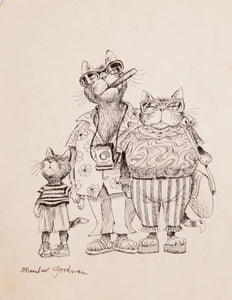 Vacationing Cat Family Ink | Marshall Goodman,{{product.type}}