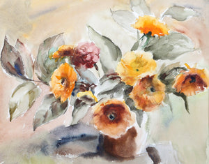 Vase of Flowers (P3.15) Watercolor | Eve Nethercott,{{product.type}}