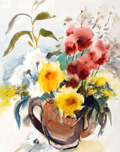 Vase of Flowers (P3.19) Watercolor | Eve Nethercott,{{product.type}}