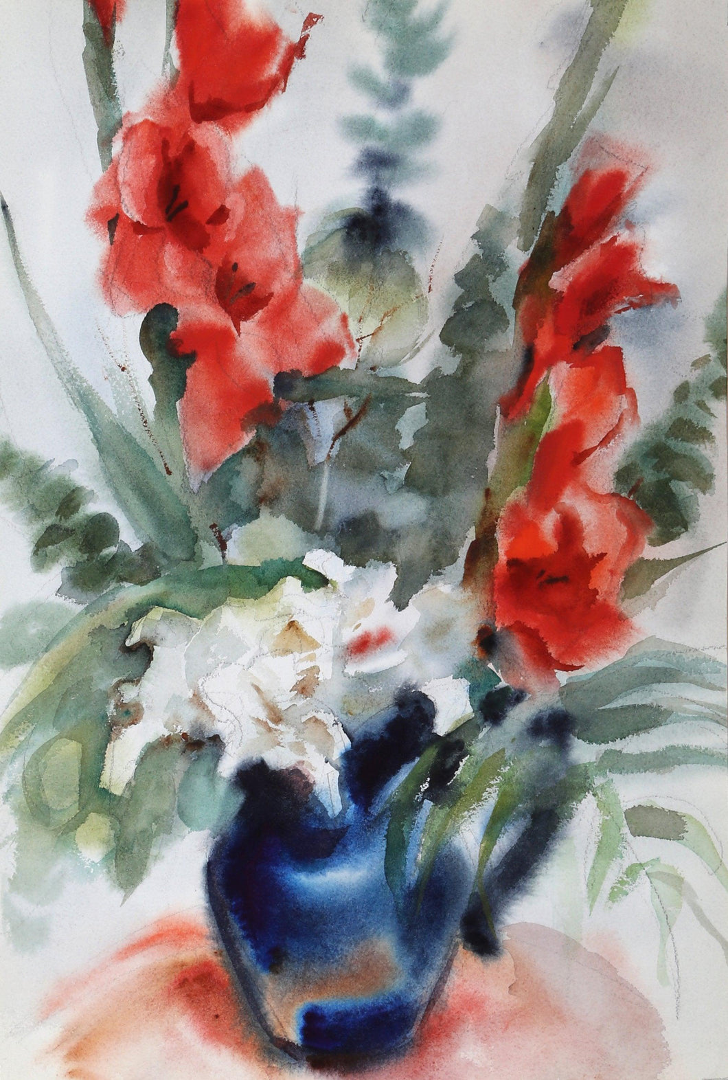 Vase of Flowers (P3.20) Watercolor | Eve Nethercott,{{product.type}}