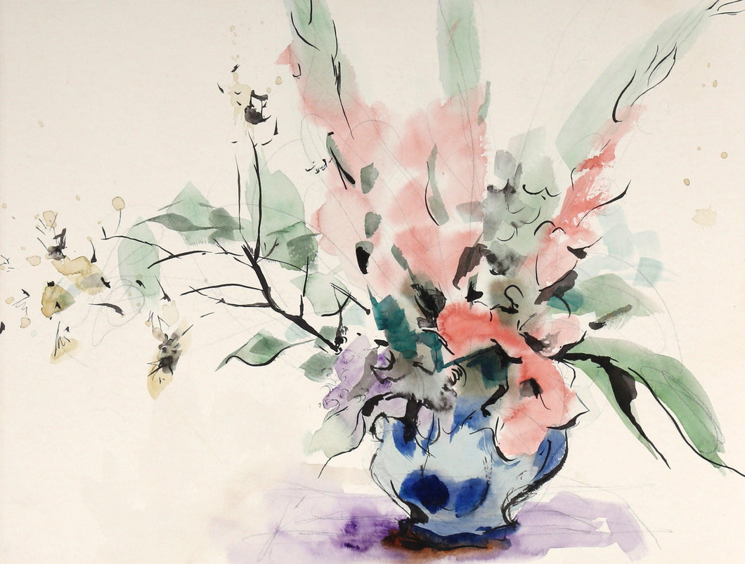 Vase of Flowers (P3.26) Watercolor | Eve Nethercott,{{product.type}}