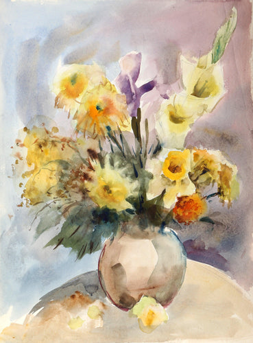 Vase of Flowers (P3.8) Watercolor | Eve Nethercott,{{product.type}}