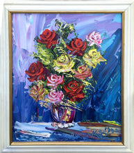 Vase of Yellow, Pink and Red Roses Oil | Morris Katz,{{product.type}}