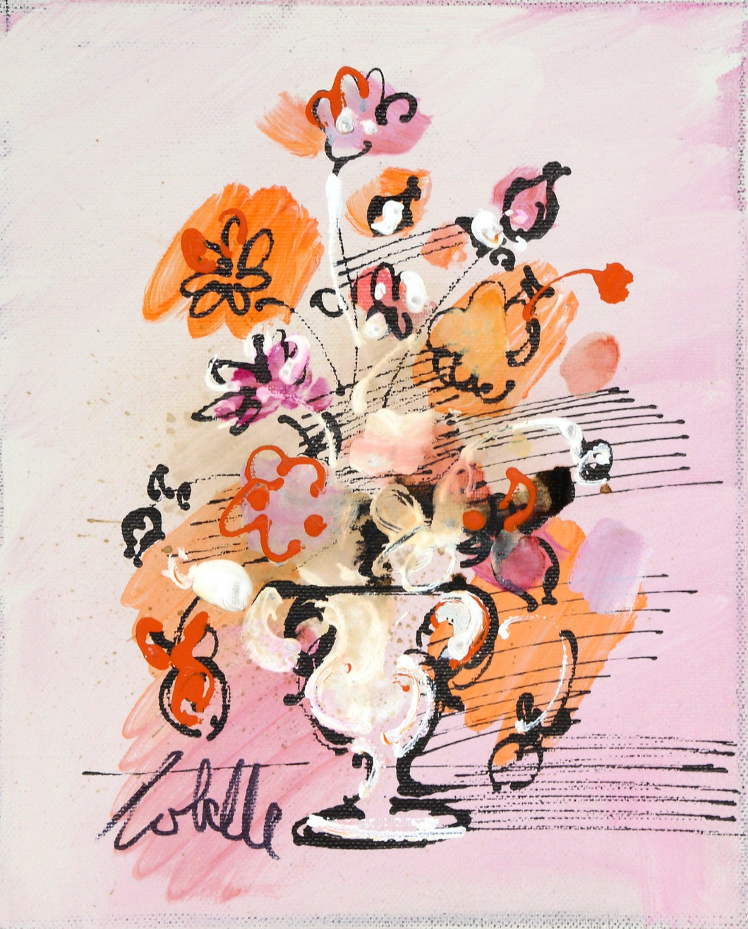 Vase with Flowers (Orange and Pink) 1 Acrylic | Charles Cobelle,{{product.type}}
