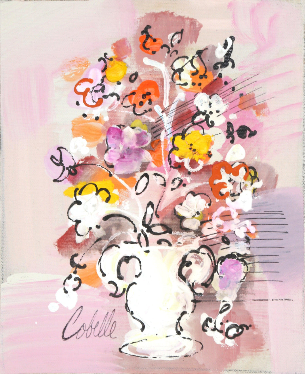 Vase with Flowers (Pink and White) Acrylic | Charles Cobelle,{{product.type}}