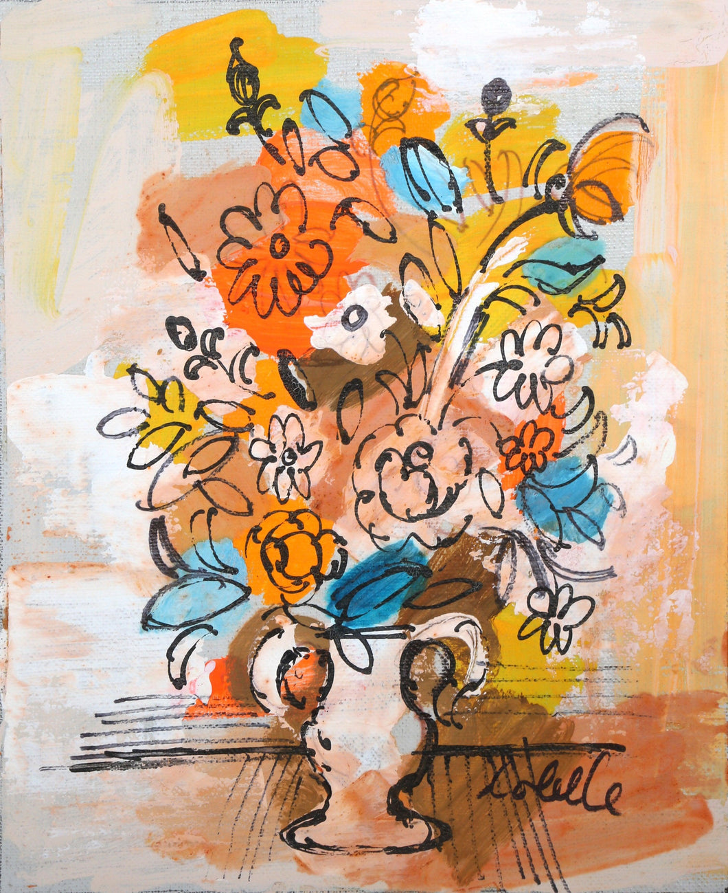 Vase with Flowers (Yellow and Orange) 3 Acrylic | Charles Cobelle,{{product.type}}