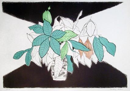 Vase with Leaves (Green) Screenprint | Beatrice Seiden,{{product.type}}