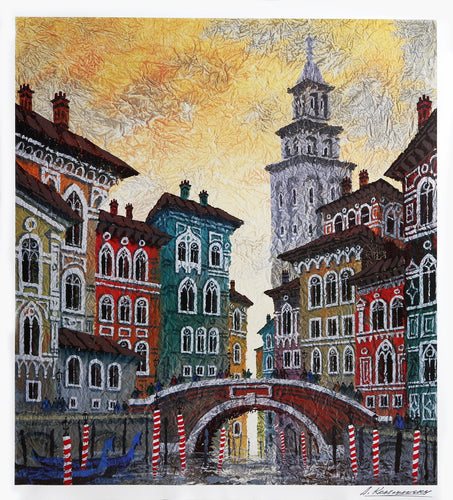 Venice Yellow Sunset Lithograph | Anatole Krasnyansky,{{product.type}}