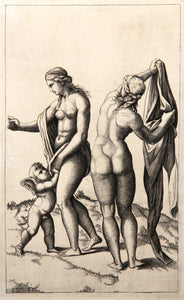 Venus l'Amour et Pallas Etching | Marco Dente,{{product.type}}