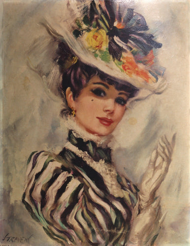 Victorian Woman in Floral Hat Poster | John Strevens,{{product.type}}
