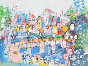 View Across Bridge to Notre Dame Acrylic | Charles Cobelle,{{product.type}}