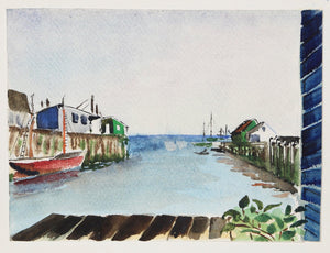 View from Docks (P2.50) Watercolor | Eve Nethercott,{{product.type}}