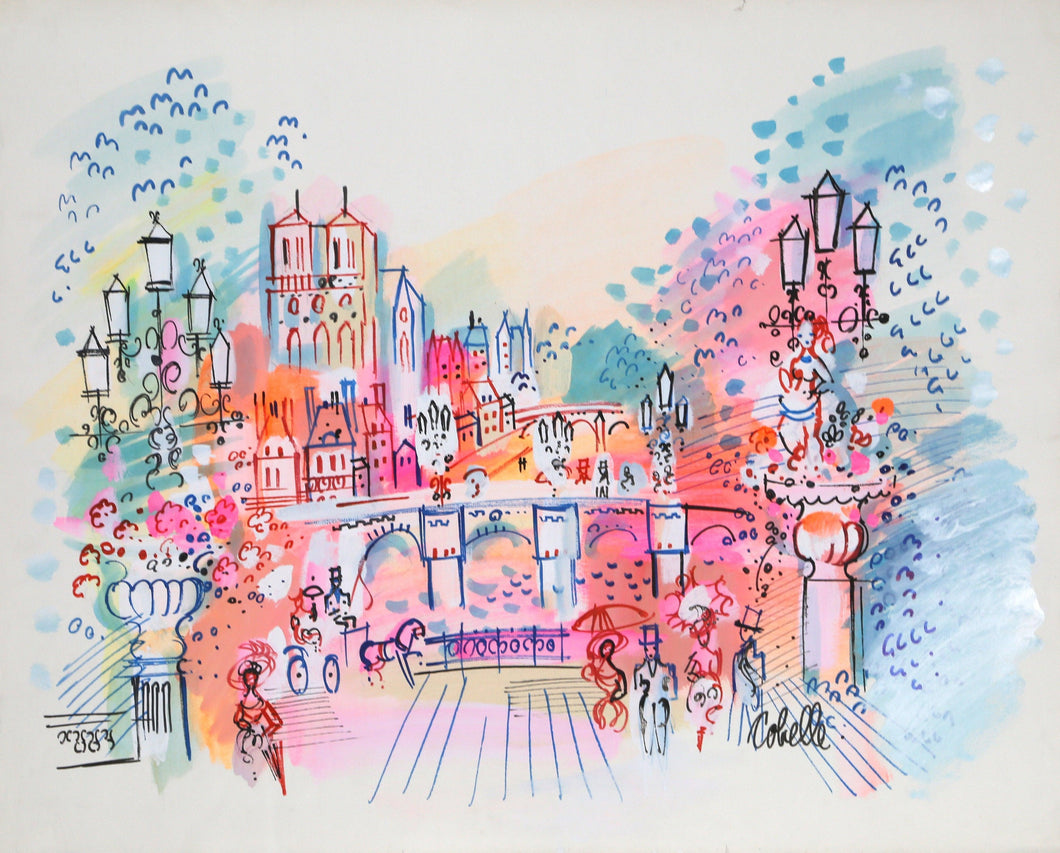 View of Notre Dame and Bridge 2 Acrylic | Charles Cobelle,{{product.type}}