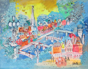 View of Paris Bridges with Eiffel Tower Acrylic | Charles Cobelle,{{product.type}}