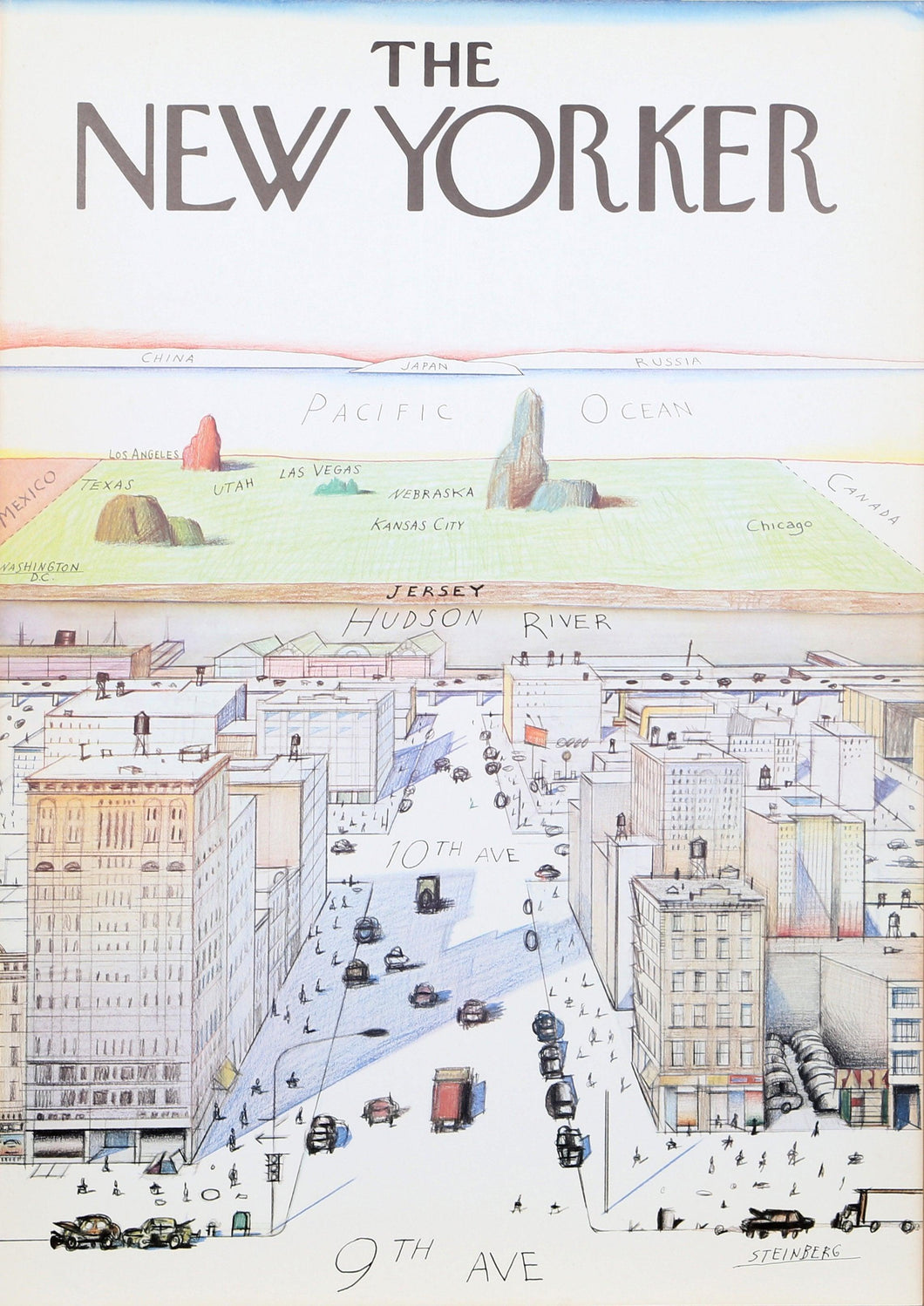 View of the World from 9th Avenue - The New Yorker Poster | Saul Steinberg,{{product.type}}