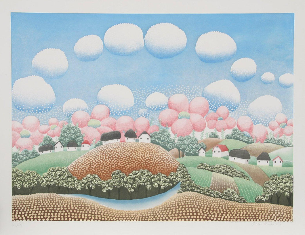 Village and Spotted Clouds Screenprint | Ivan Rabuzin,{{product.type}}