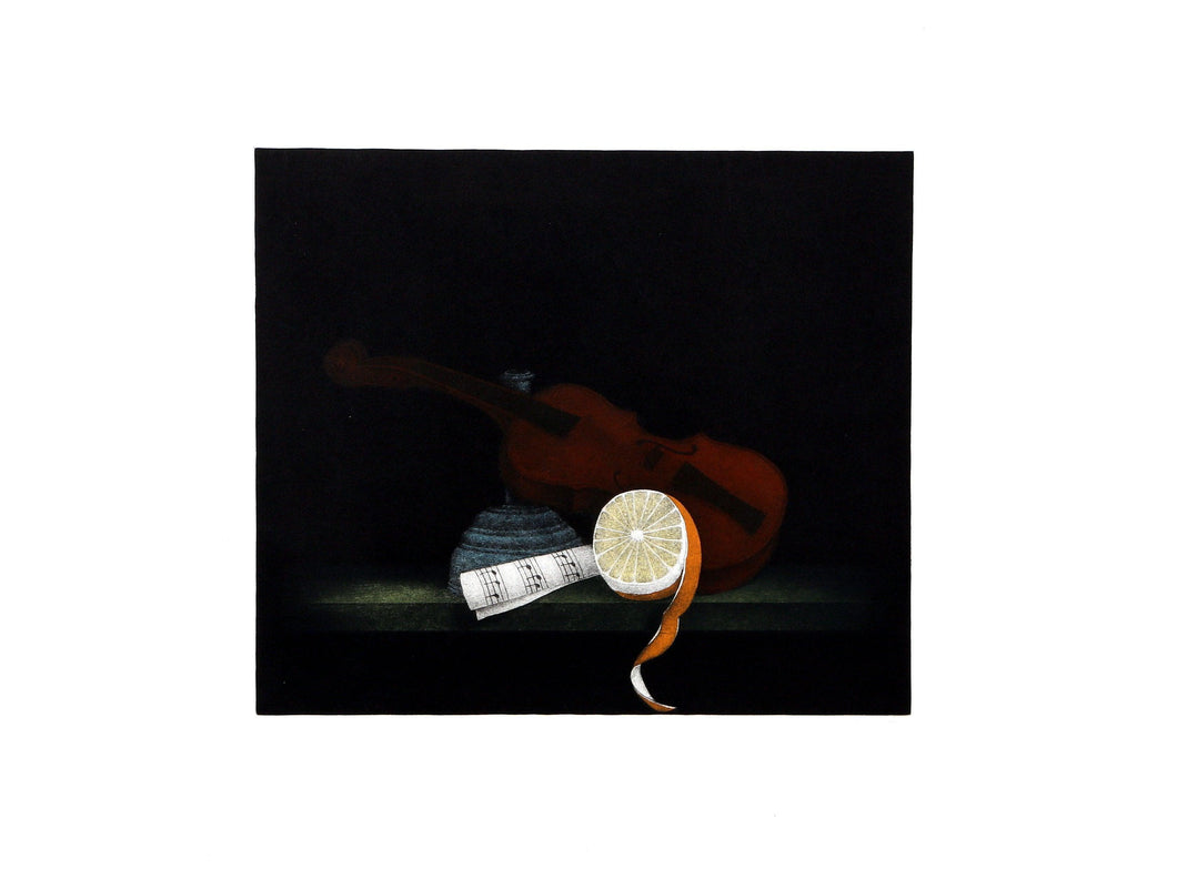 Violin and Orange Etching | Tomoe Yokoi,{{product.type}}